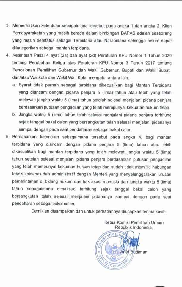 Akankah Surat KPU Batalkan Pencalonan Agusrin M Najamuddin - Imron Rosyadi ?