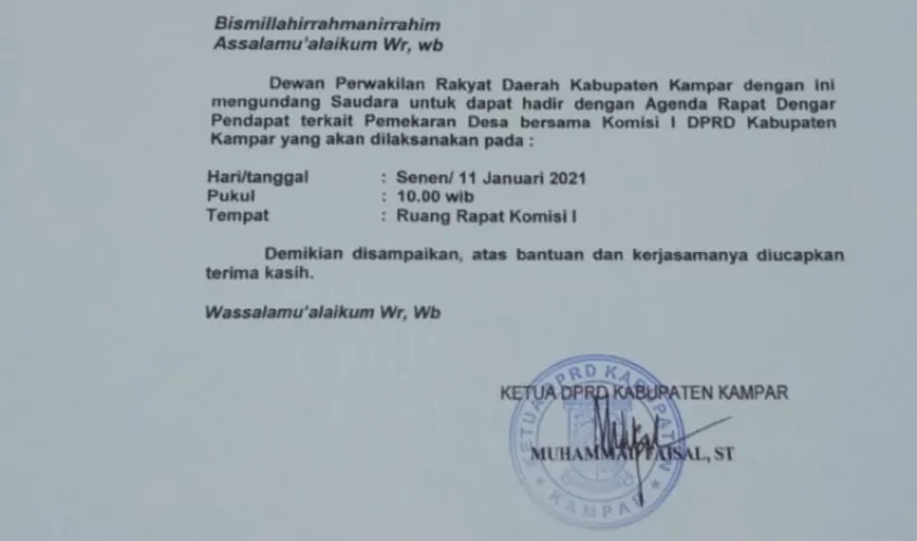 DPRD Kampar Gelar Rapat Pembahasan Pemekaran Desa